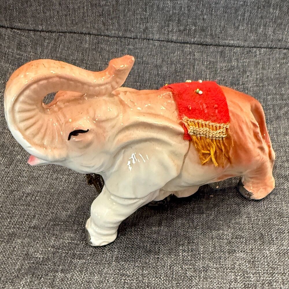 Vintage Artmark Ceramic Elephant Parent with Chain Figurine, Made in Japan